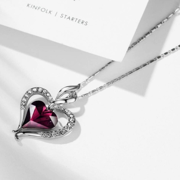 💜 Nouvelle Claire Amethyst Heart Pendant Swarovski Crystal Necklace - NEW - Picture 3 of 7